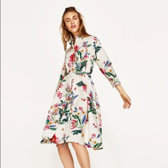 Zara Dresses & Skirts - Trapeze Zara Floral Shirtdress